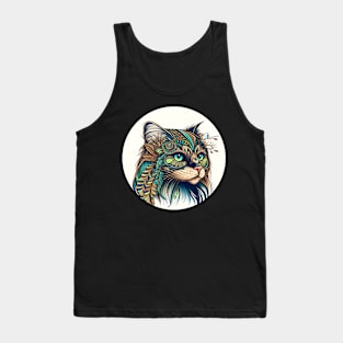 Colorful Cat Hippy Lover - Lady Cat BoHo Tank Top